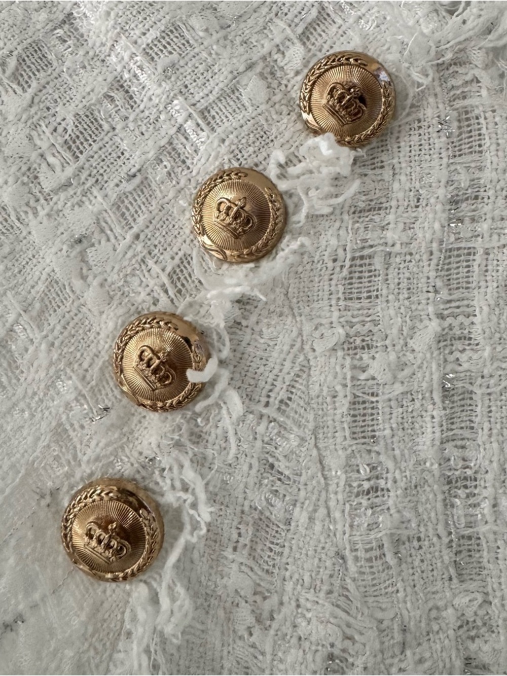 Walter Baker White Tweed Mini Dress with Gold Buttons - Picture 4 of 5